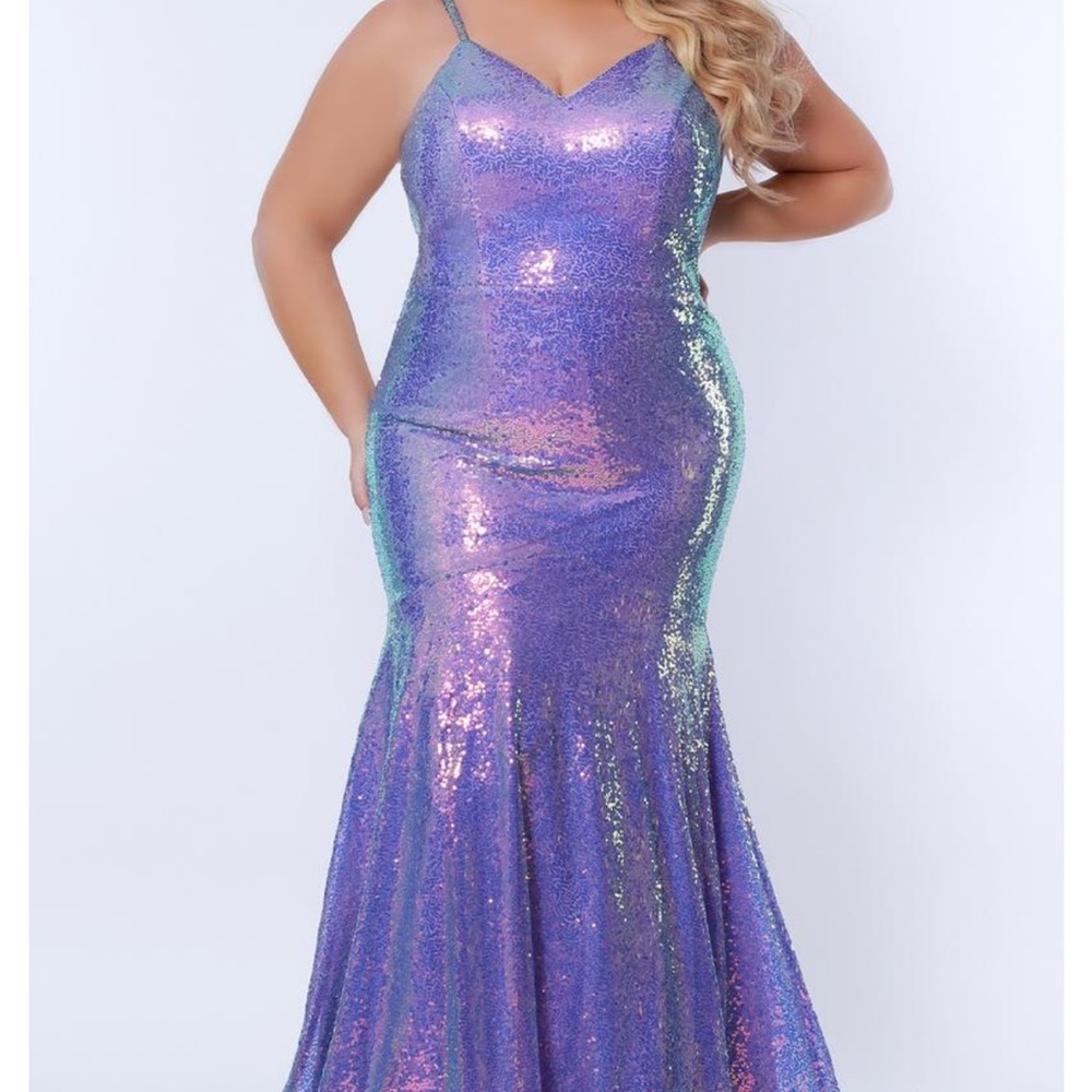 Tease Prom purple sequin mermaid tail prom dress